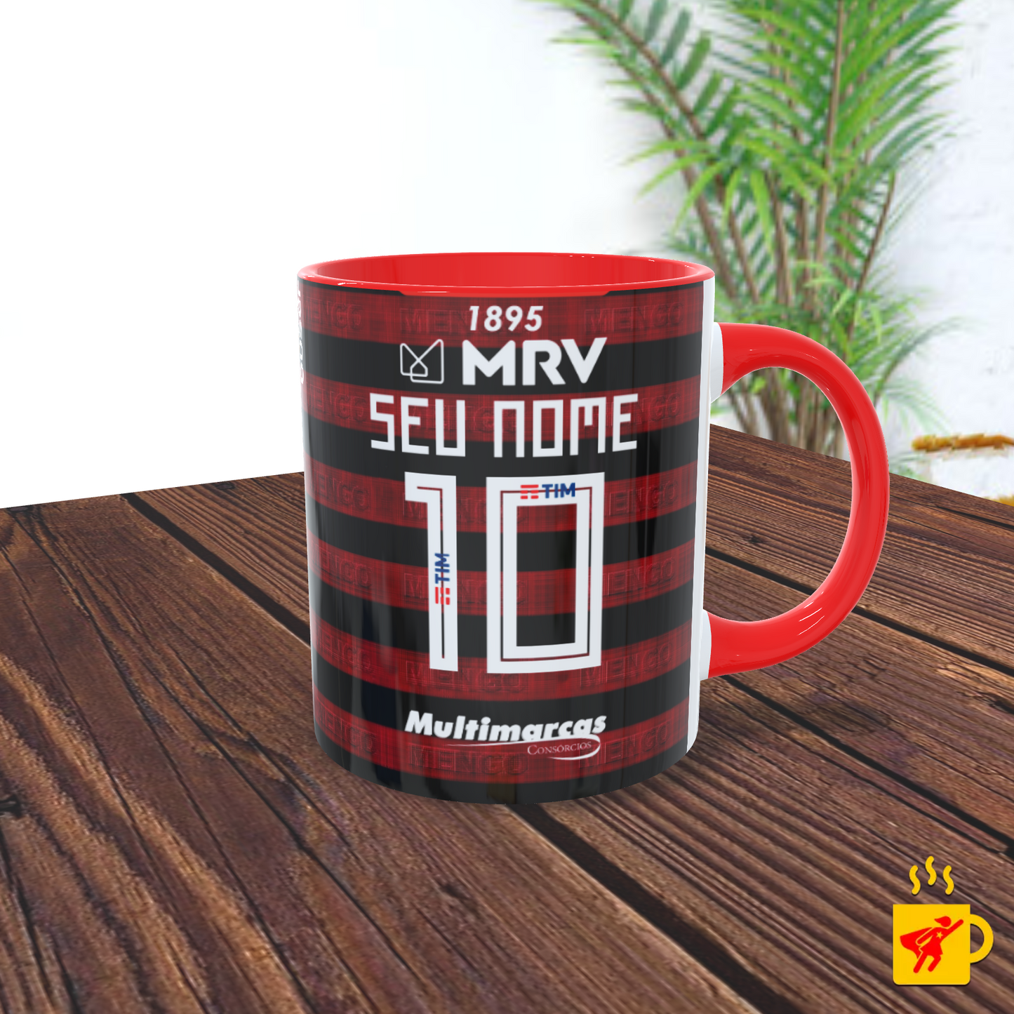Caneca Uniforme Flamengo Vermelho e Preto