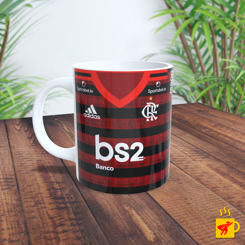 Caneca Uniforme Flamengo Vermelho e Preto