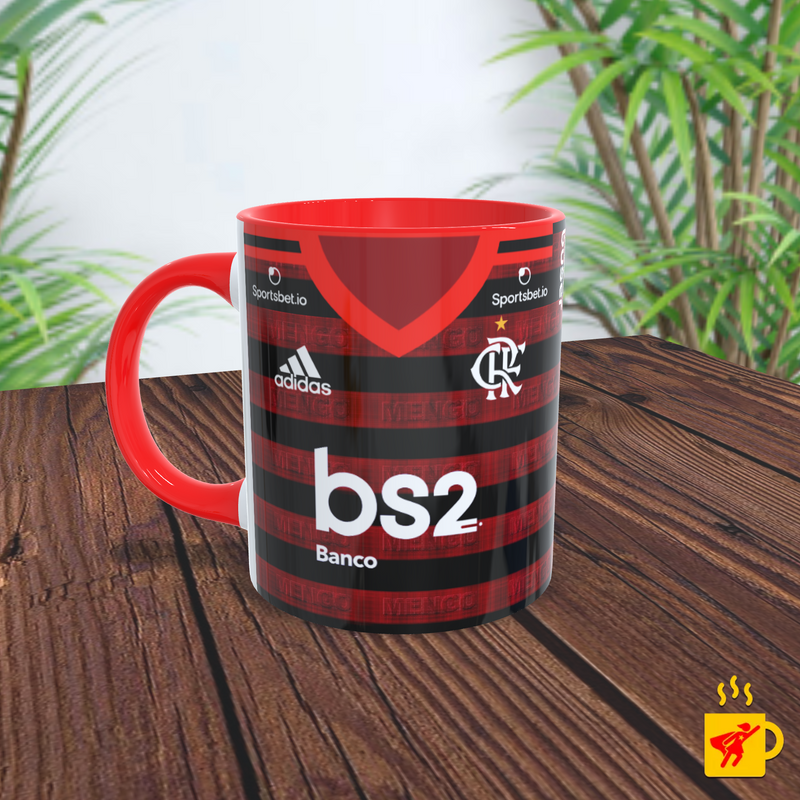 Caneca Uniforme Flamengo Vermelho e Preto