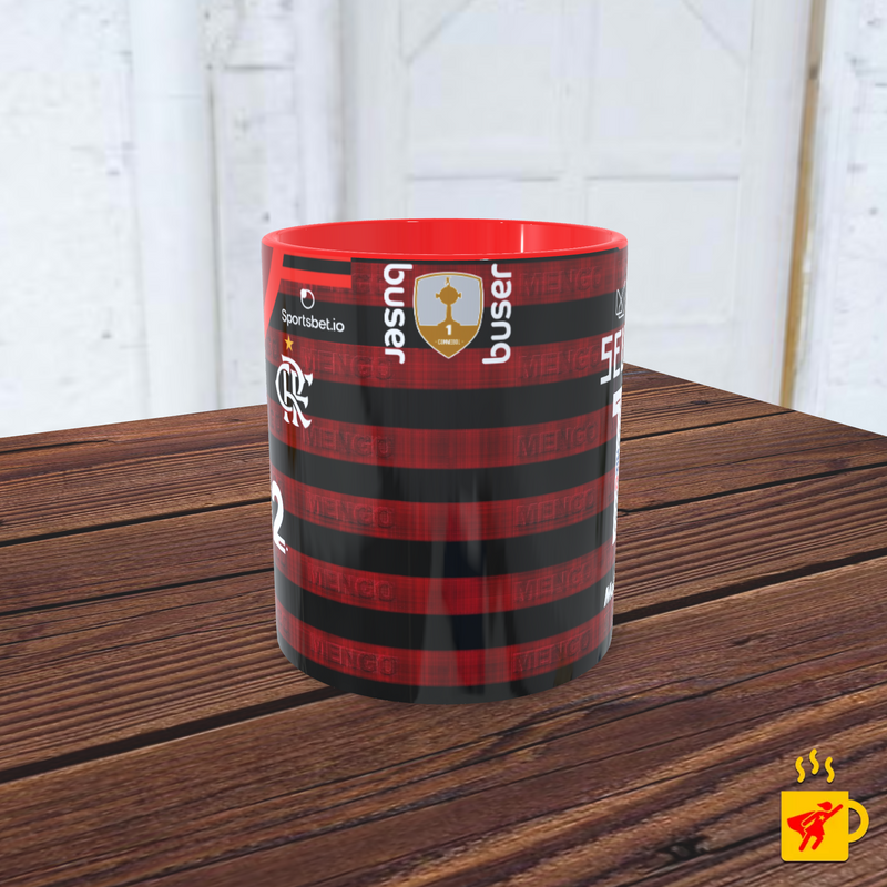 Caneca Uniforme Flamengo Vermelho e Preto