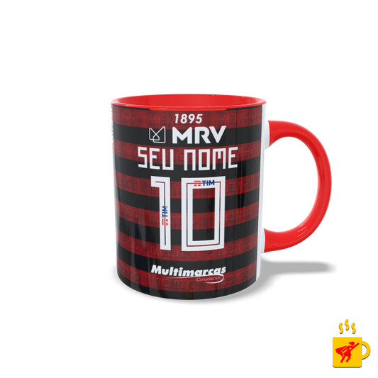 Caneca Uniforme Flamengo Vermelho e Preto